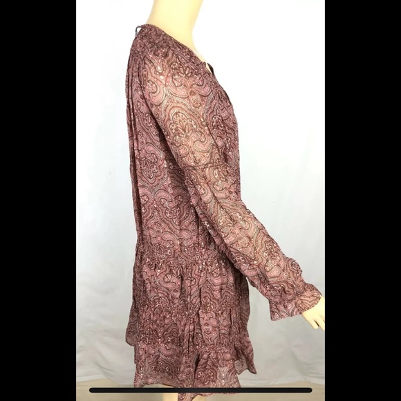 Joie Snow Port Wine Paisley Drop Waist Silk Dress Size Small $368 - Picture 10 of 10